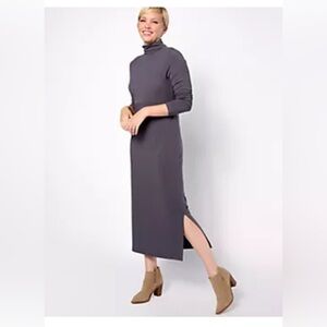 New Women with Control Finespun Jersey Dress in Gray - L